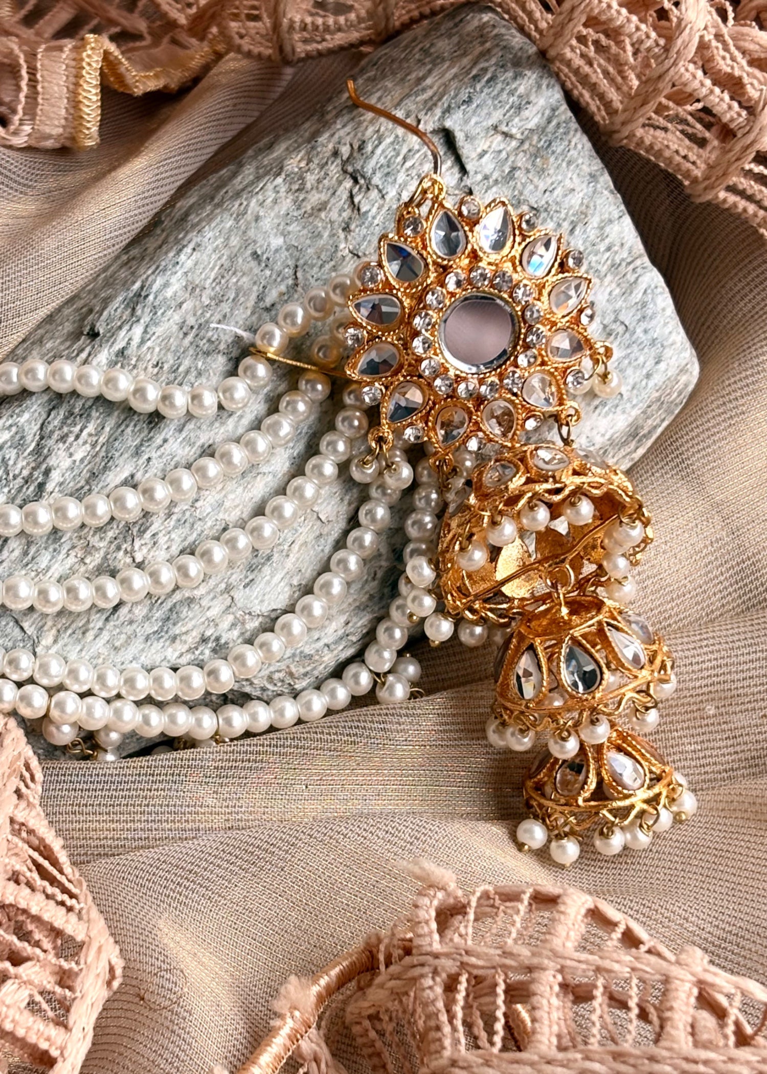 Ladies White Kundan Style Earrings Online in UK USA Canada