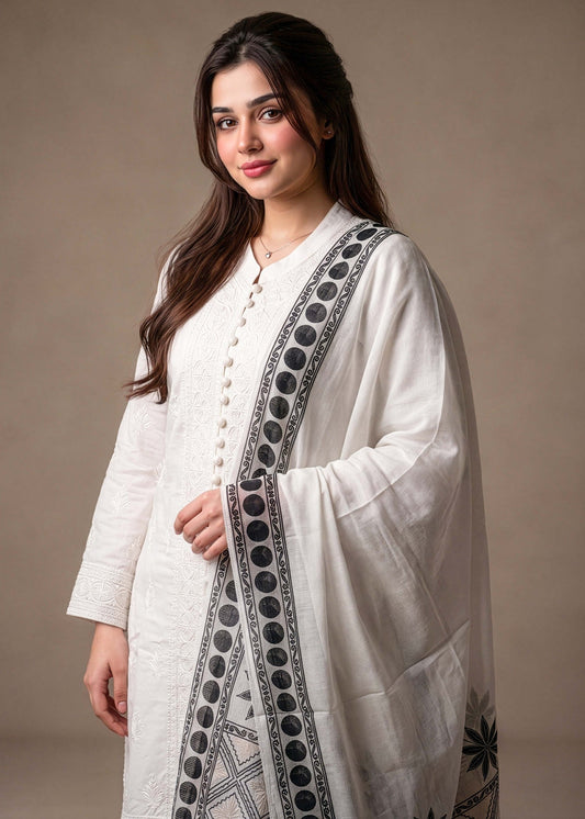 Ladies White Linen Salwar Kameez Online in KSA Riyadh Saudi Arabia Oman Bahrain Qatar