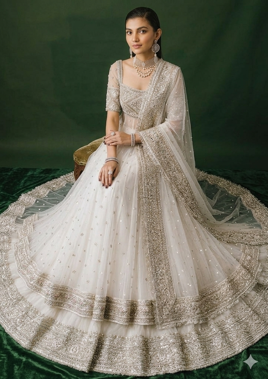 Ladies White Net Wedding Maxi Online in UK USA Canada