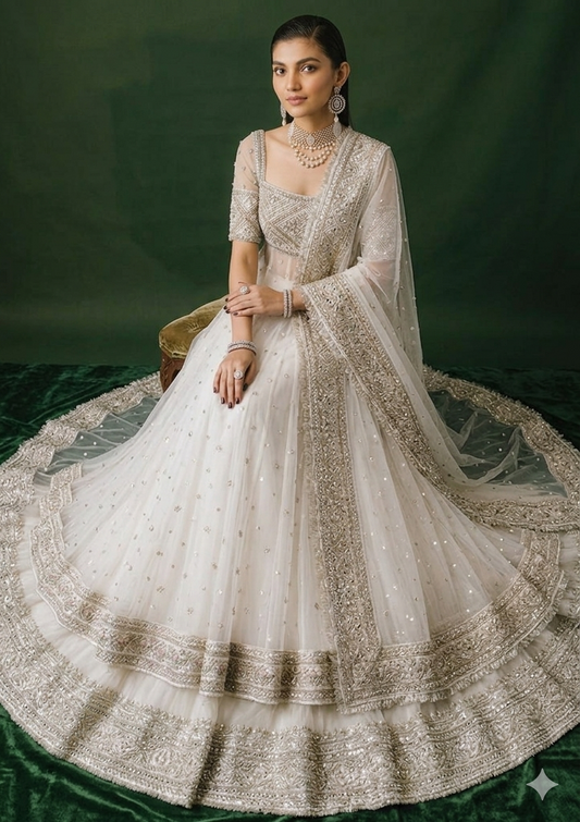 Ladies White Net Wedding Maxi Online in UK USA Canada