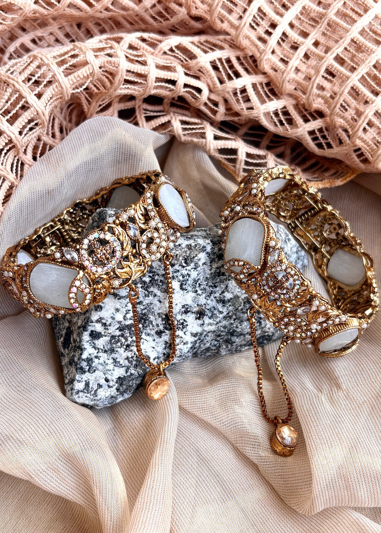 Ladies White Openable Bangles with Stones Online in KSA Riyadh Saudi Arabia Oman Bahrain Qatar