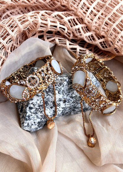 Ladies White Openable Bangles with Stones Online in KSA Riyadh Saudi Arabia Oman Bahrain Qatar