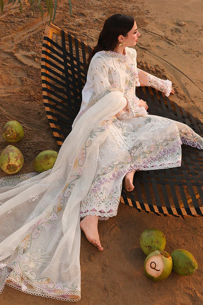 Ladies White Qalamkar Lawn Shalwar Kameez Online in UK USA Canada