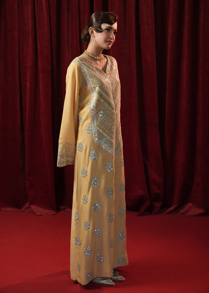 Ladies Yellow Embroidered Kaftan Partywear Online in UK USA Canada