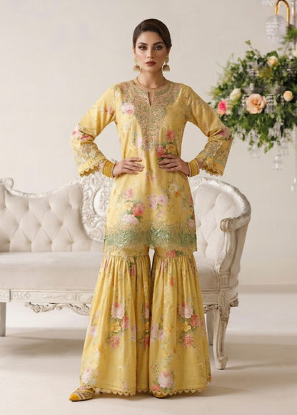 Ladies Yellow Embroidered Shalwar Kameez Online in UK USA Canada