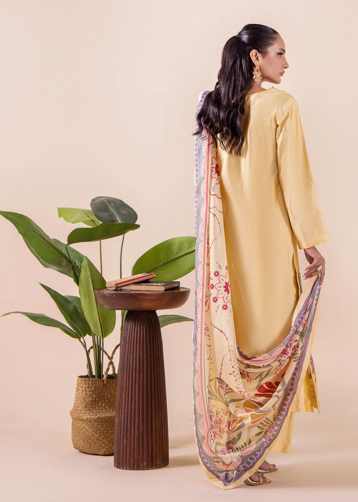 Ladies Yellow Embroidered Silk Shalwar Kameez Online in UK USA Canada