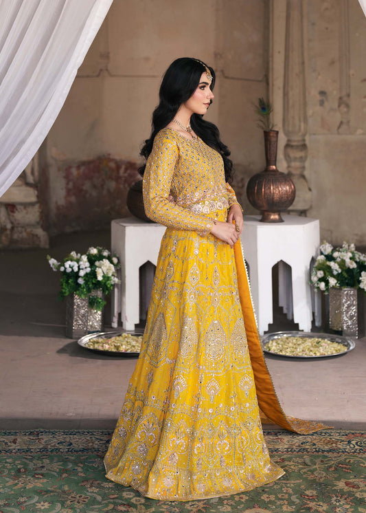 Ladies Yellow Net Dupatta Lehenga Choli Online in UK USA Canada