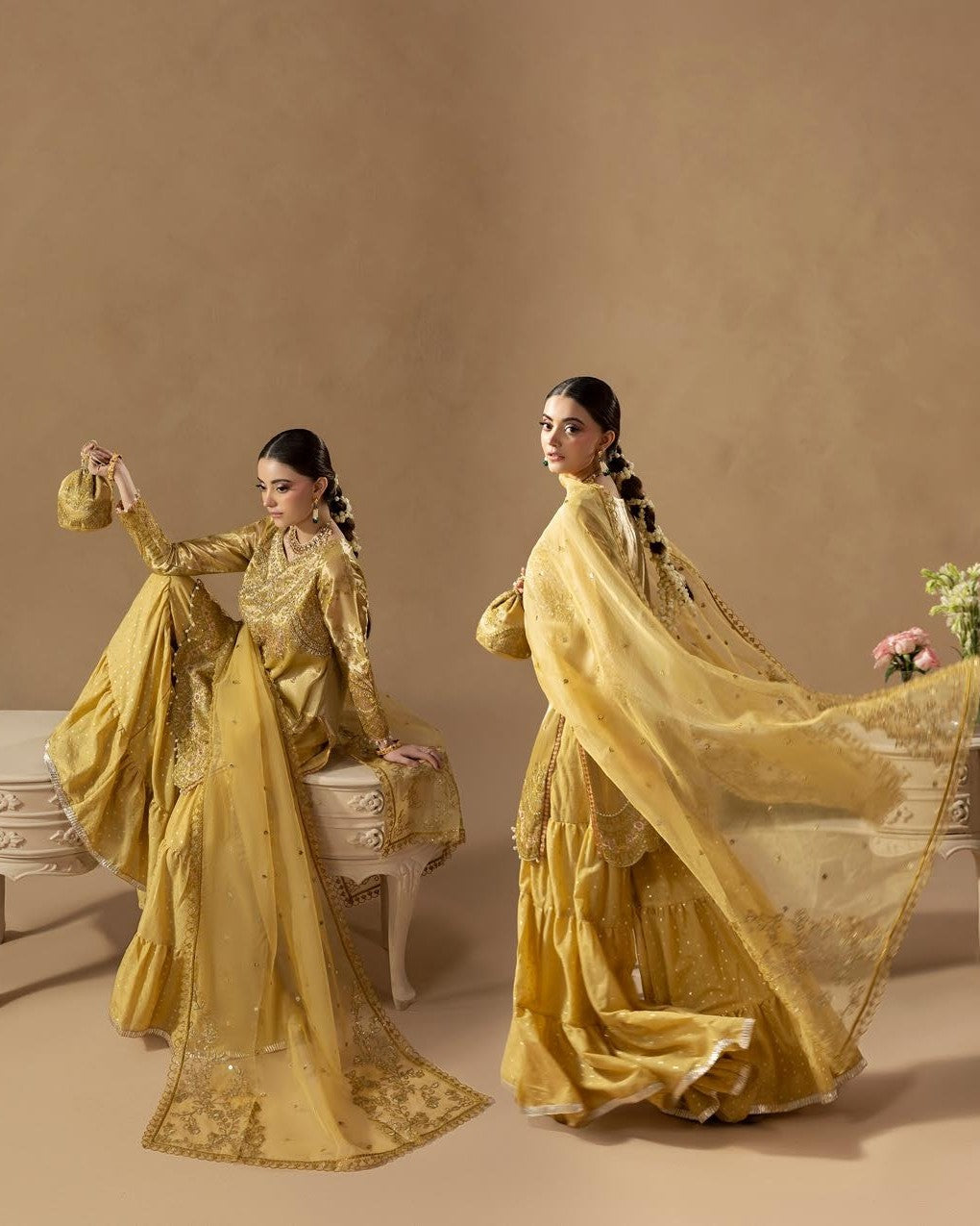 Ladies Zari Silk Wedding Sharara Outfit Online in UK USA Canada