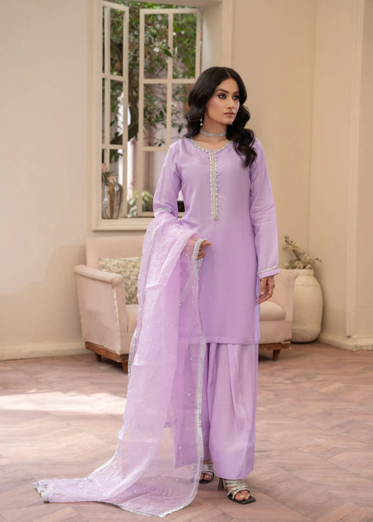 Lavender Mist Embellished Farshi Shalwar Suit