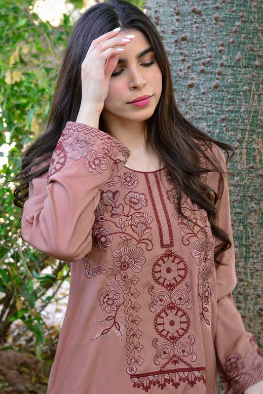 Brown Kurta with Straight Pants