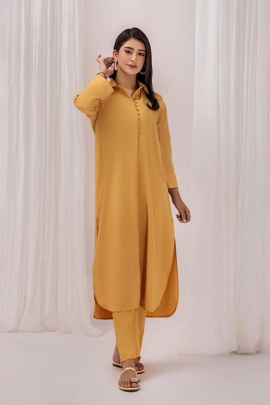 Yellow Wrinkle Free Co-ord Set