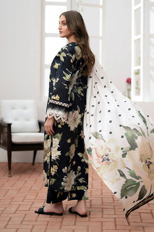 Floral Printed Pure Lawn Suit with Chiffon Dupatta