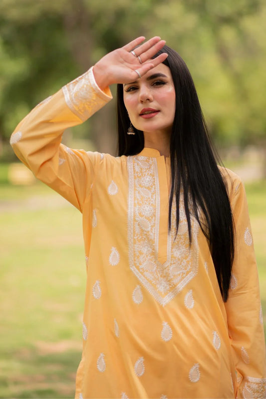 Embroidered Kurta with Straight Pants