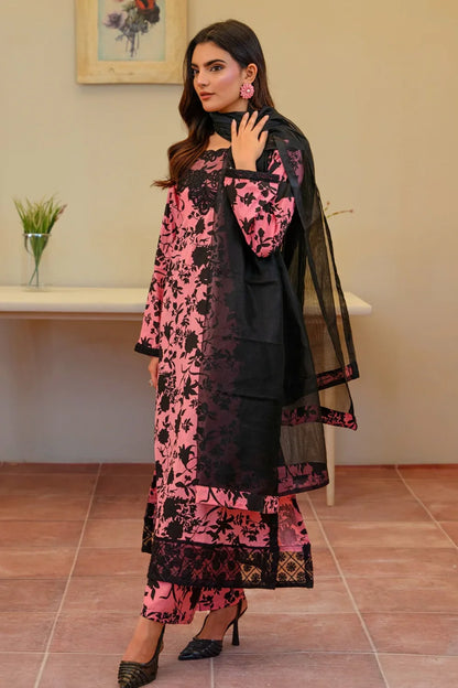 Pink Cotton Long Kurta Set with Dupatta