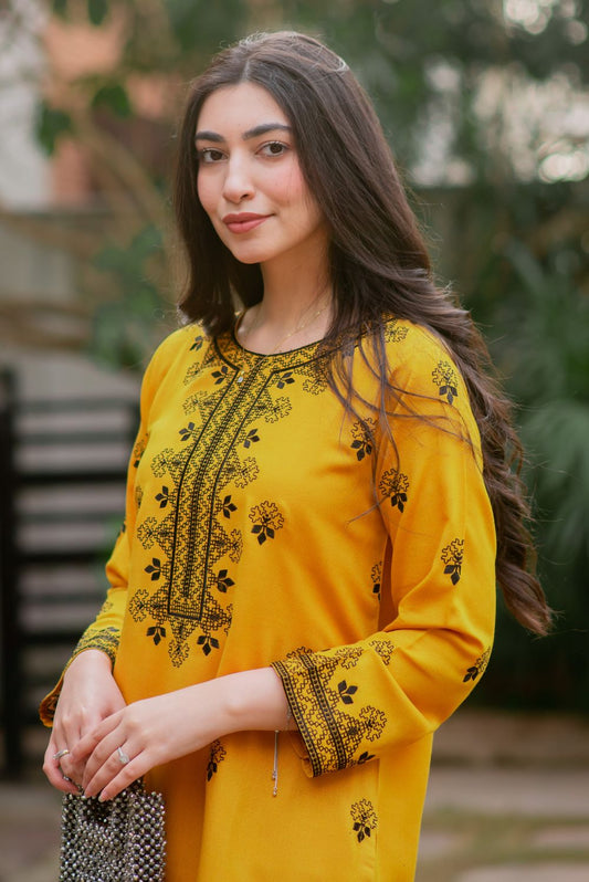 Saffron Kurta with Straight Pants