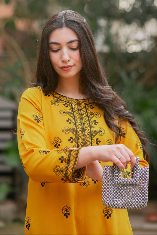 Saffron Kurta with Straight Pants