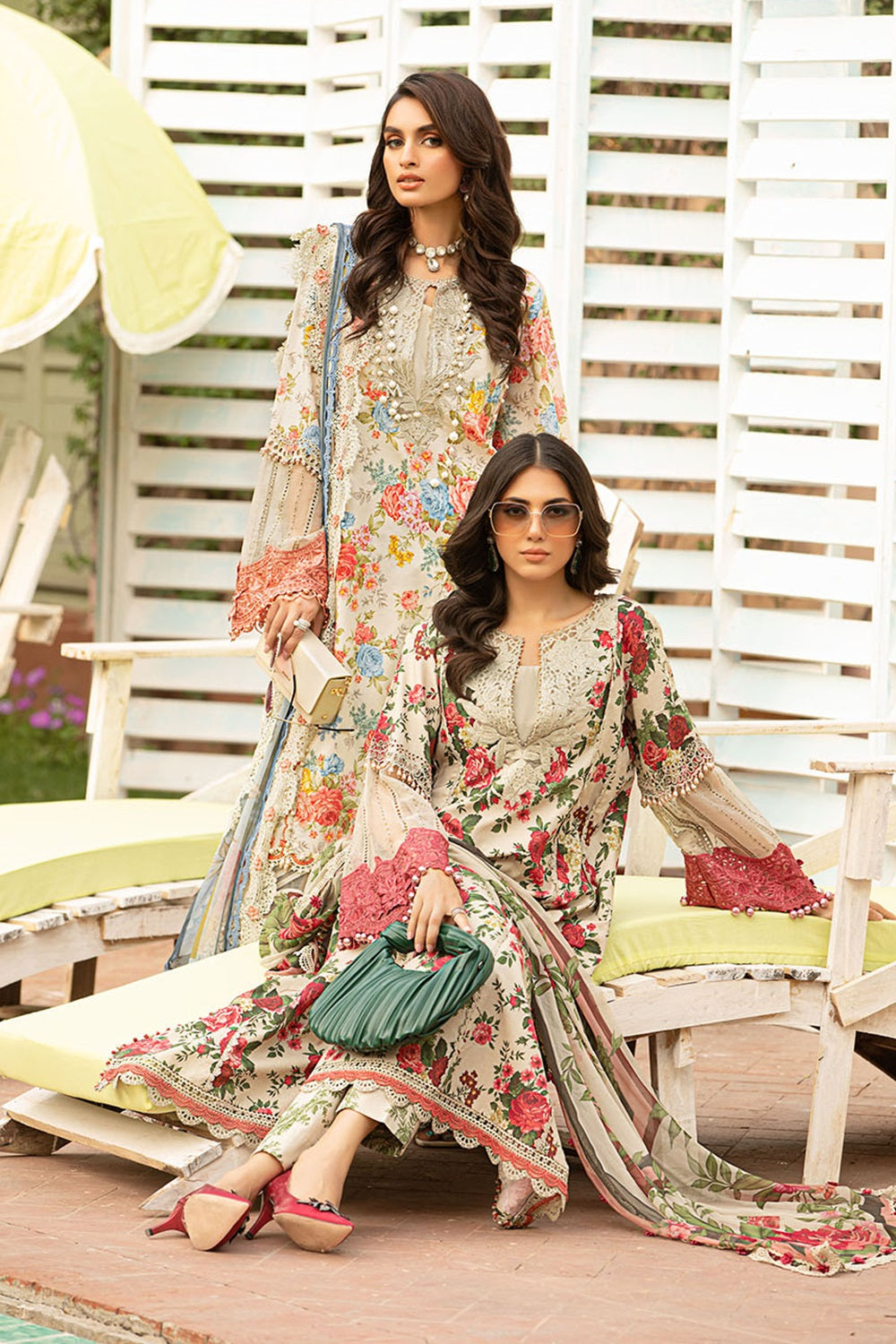 Coffee Lawn Suit with Chiffon Dupatta