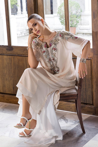 Hand Embroidered Pale Pink Suit with 3D Work