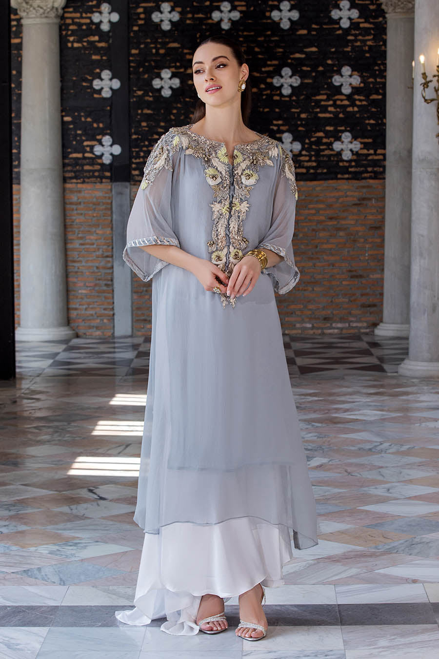 Light Purple 2pc Suit with 3D Work