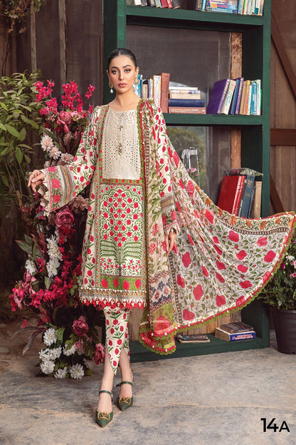 Off White Lawn Suit with Chiffon Dupatta