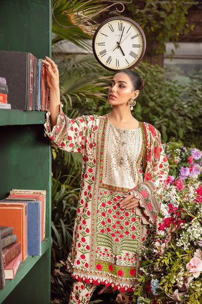 Off White Lawn Suit with Chiffon Dupatta