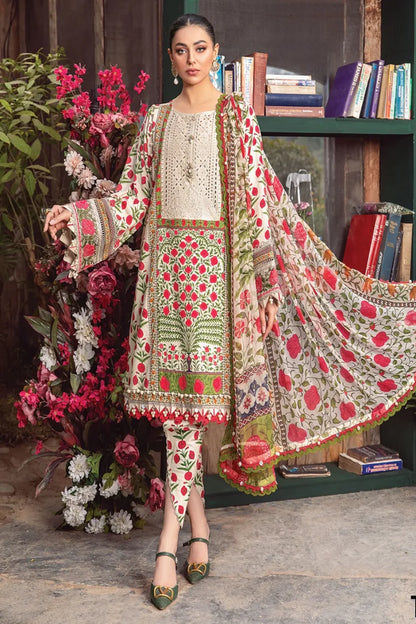 Off White Lawn Suit with Chiffon Dupatta