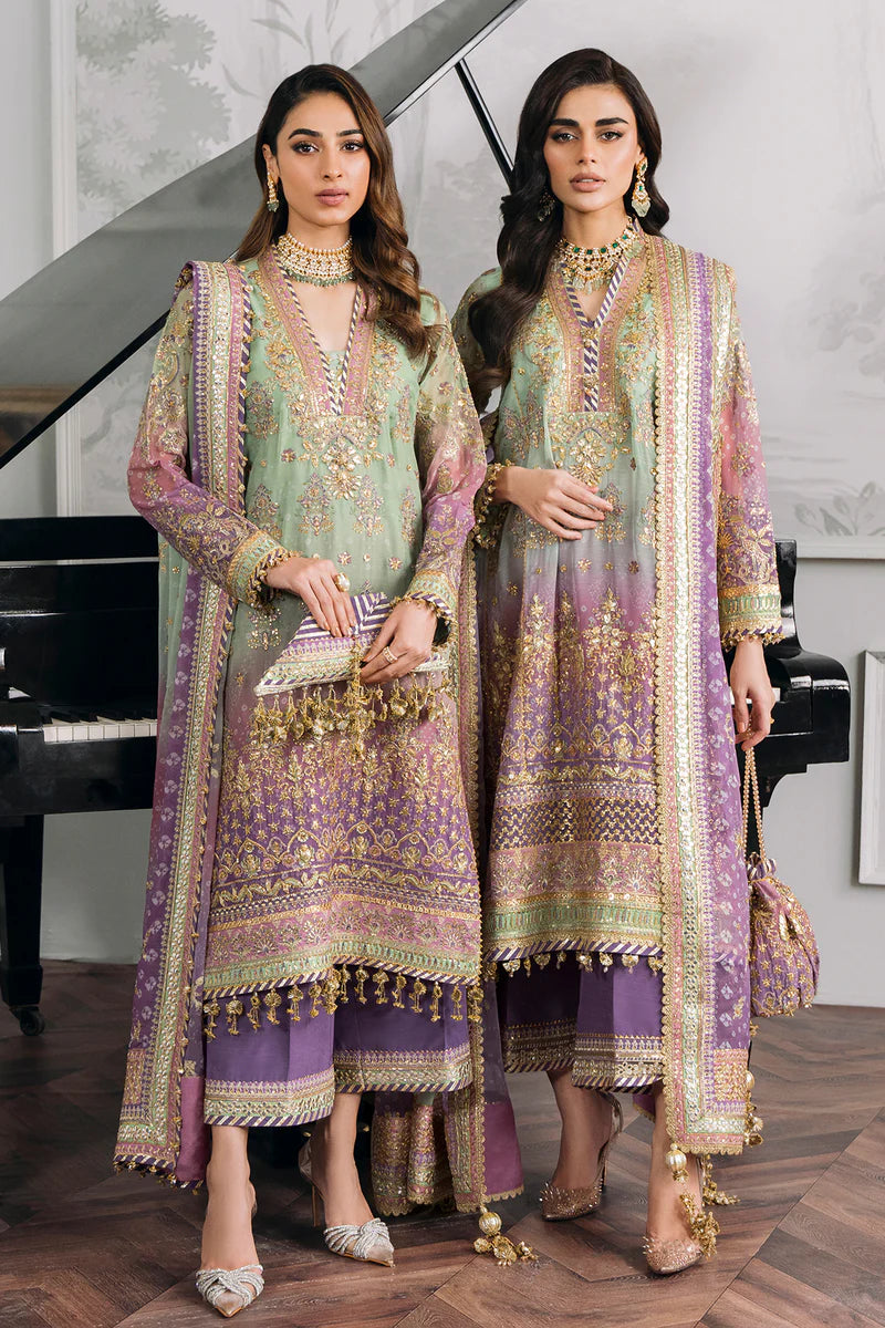 Pure Chiffon Embroidered Suit with Handwork