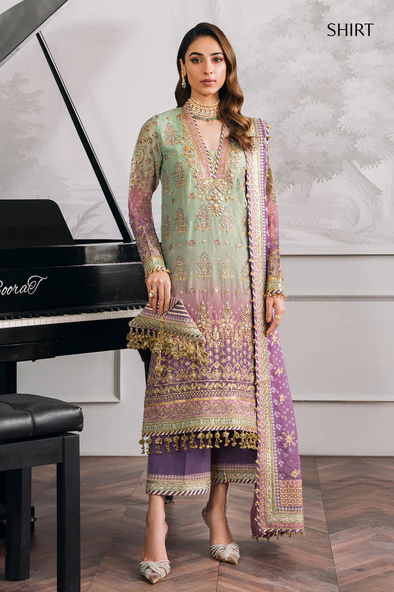 Pure Chiffon Embroidered Suit with Handwork