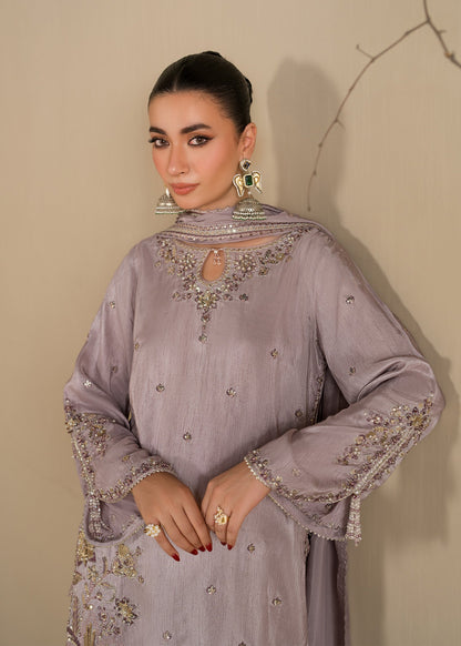 Lavender Embroidered Farshi Shalwar with Silk Dupatta Online in Sri Lanka India Australia