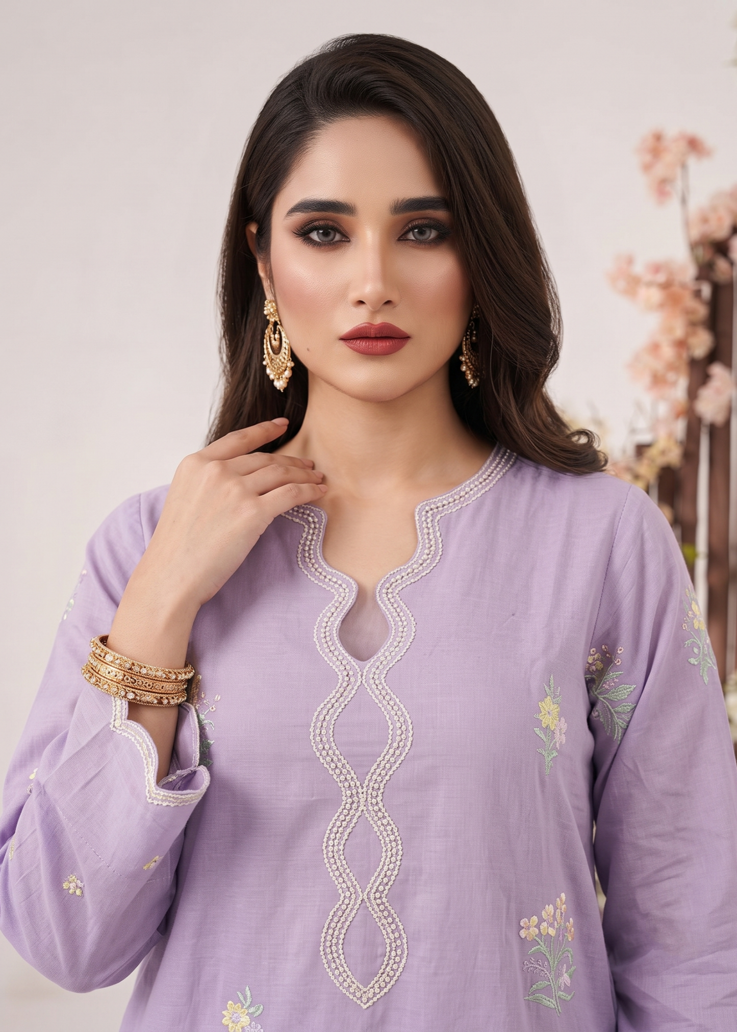 Lavender Embroidered Lawn Festive Wear Salwar Kameez Online in Dubai DXB UAE Abudhabi Meena Bazaar