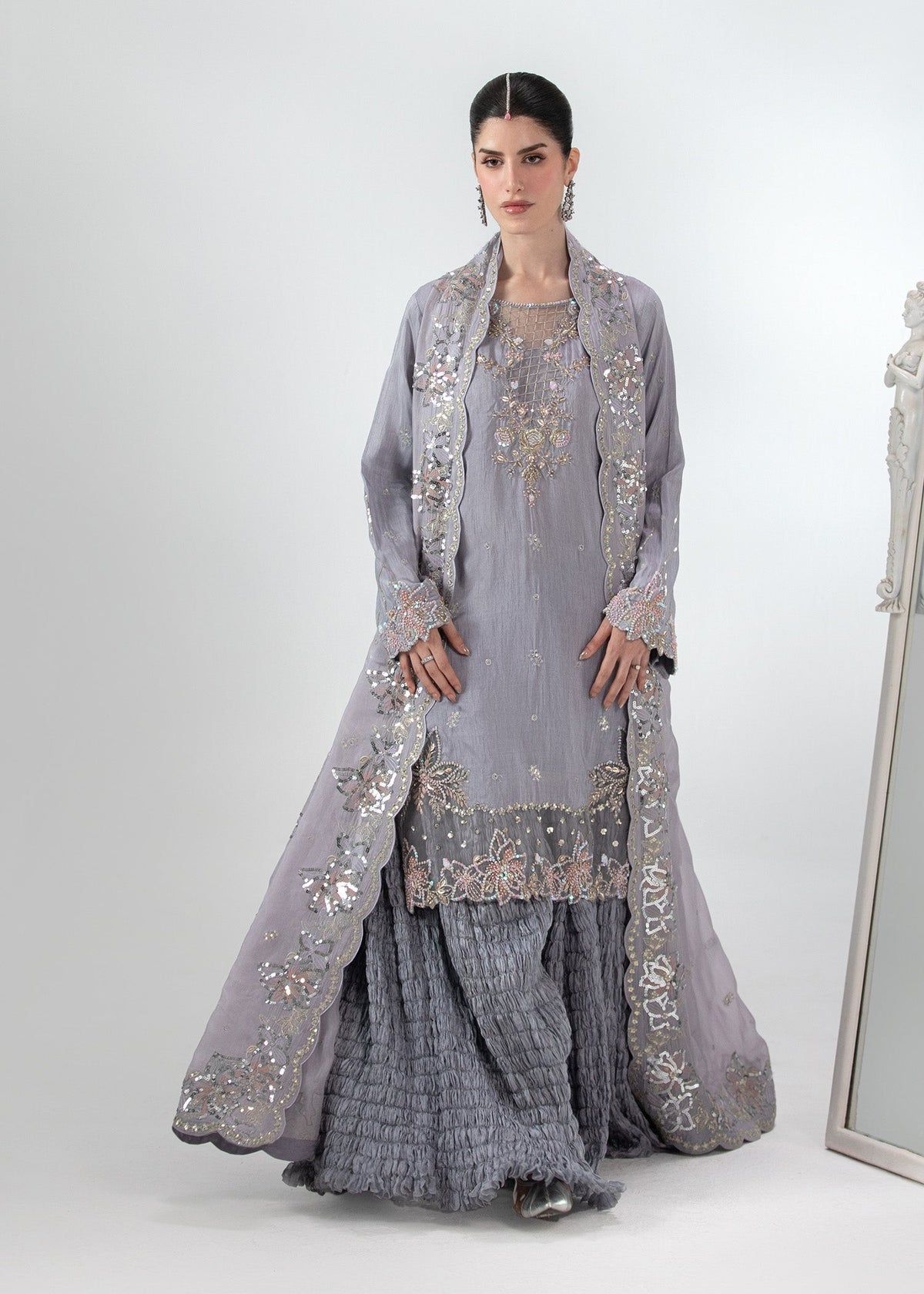 Lavender Embroidered Pakistani Wedding Sharara Online in Sri Lanka India Australia
