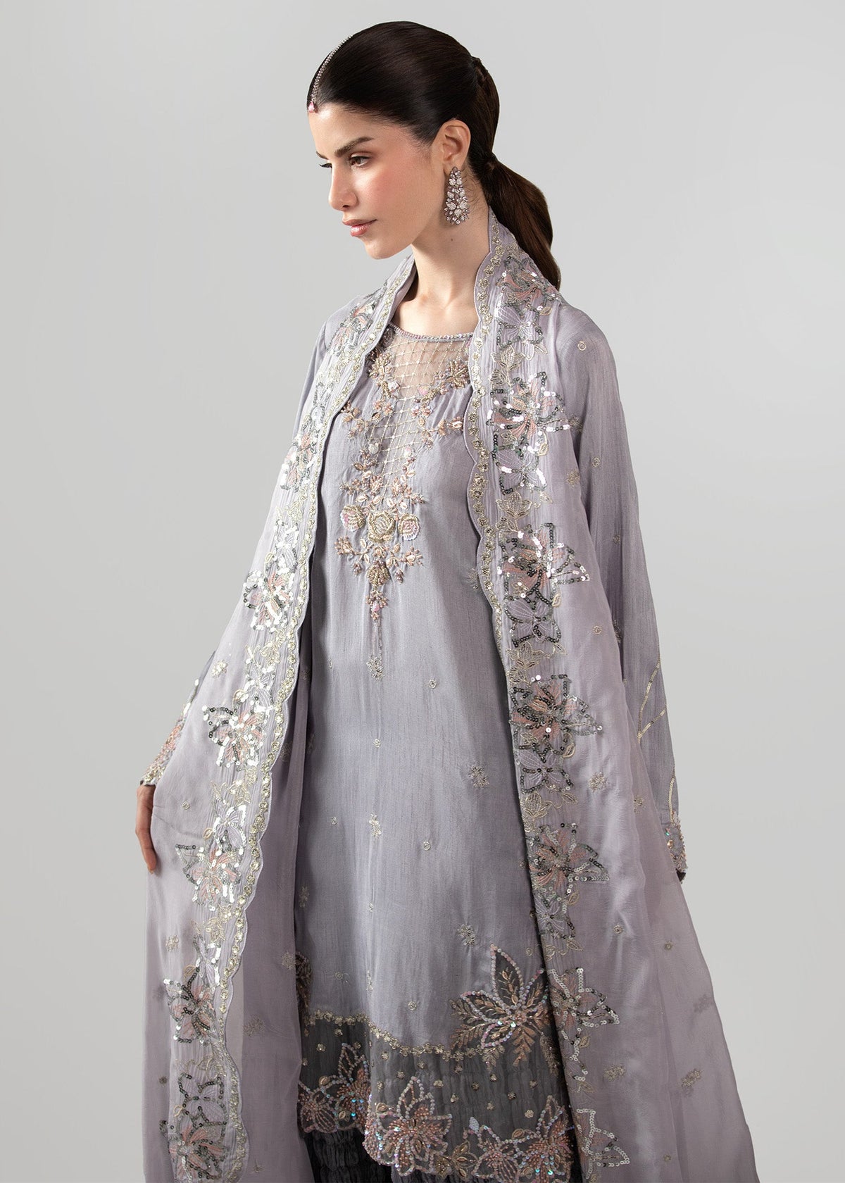 Lavender Raw Silk Festive Sharara Online in Dubai DXB UAE Abudhabi Meena Bazaar