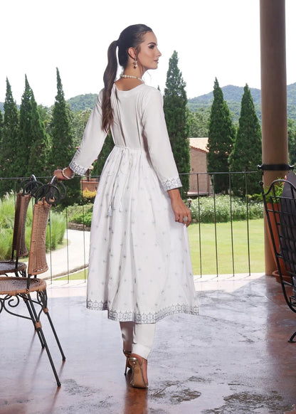 Lawn Cotton White Embroidered Partywear Suit Online in Sri Lanka India Australia