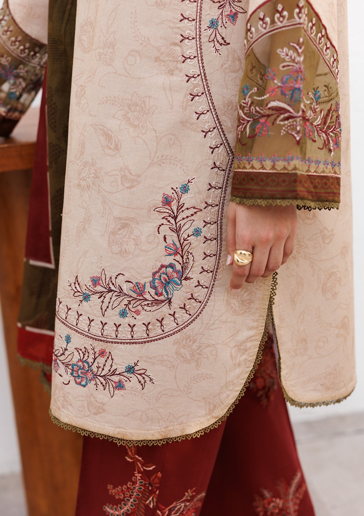 Lawn Embroidered Suit Almond Brown Online in UK USA Canada