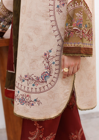 Lawn Embroidered Suit Almond Brown Online in UK USA Canada