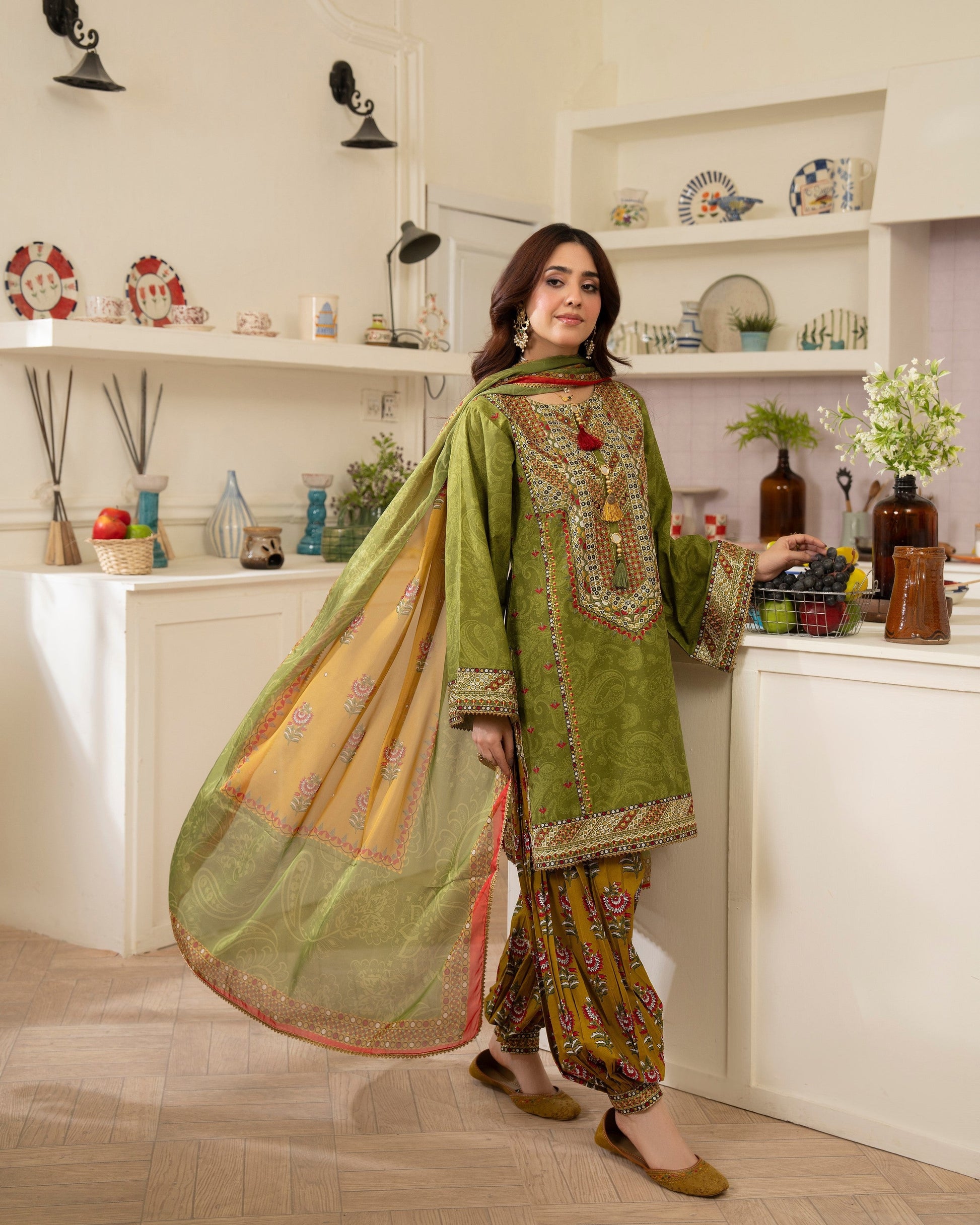 Lawn Embroidered Suit for Festive Online in Dubai DXB UAE Abudhabi Meena Bazaar