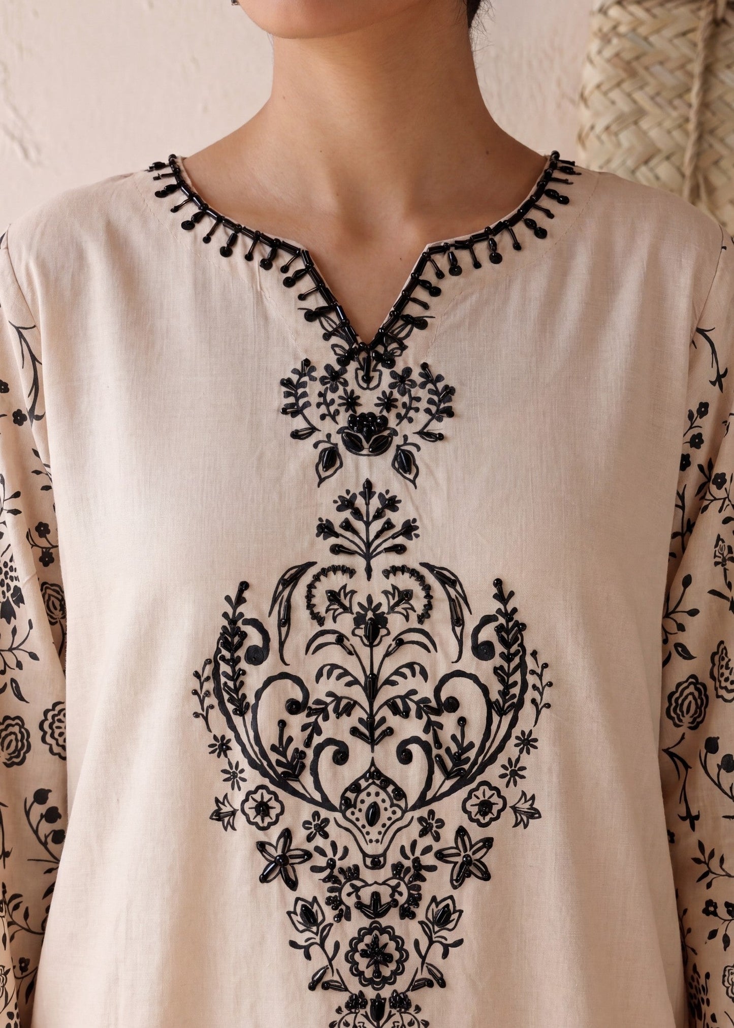 Lawn Kaftan Beige Embellished Online in UK USA Canada