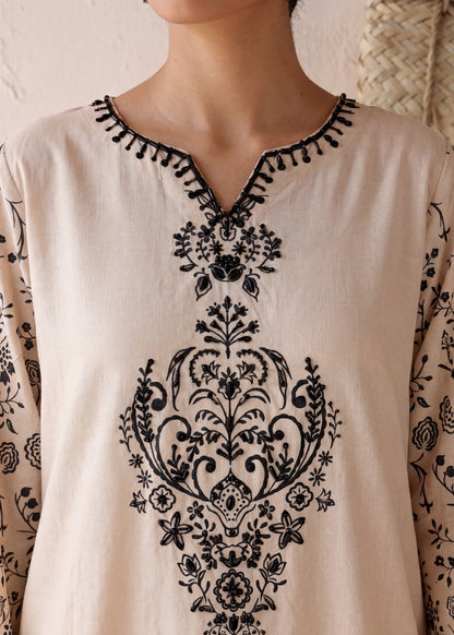 Lawn Kaftan Beige Embellished Online in UK USA Canada