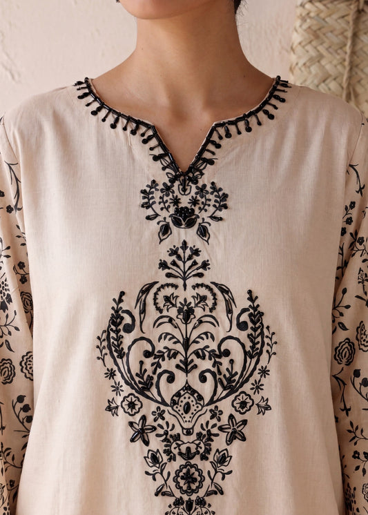 Lawn Kaftan Beige Embellished Online in UK USA Canada