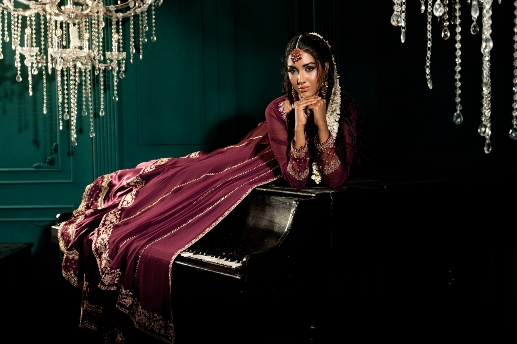 Layered Purple Chiffon Embroidered Festive Suit Online in Sri Lanka India Australia