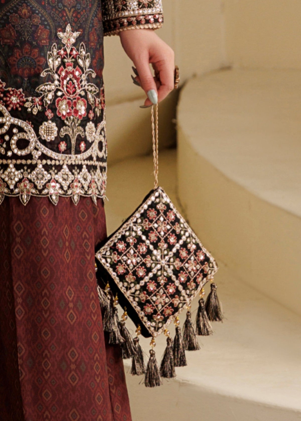 Leather Potli Bag Black Online in KSA Riyadh Saudi Arabia Oman Bahrain Qatar