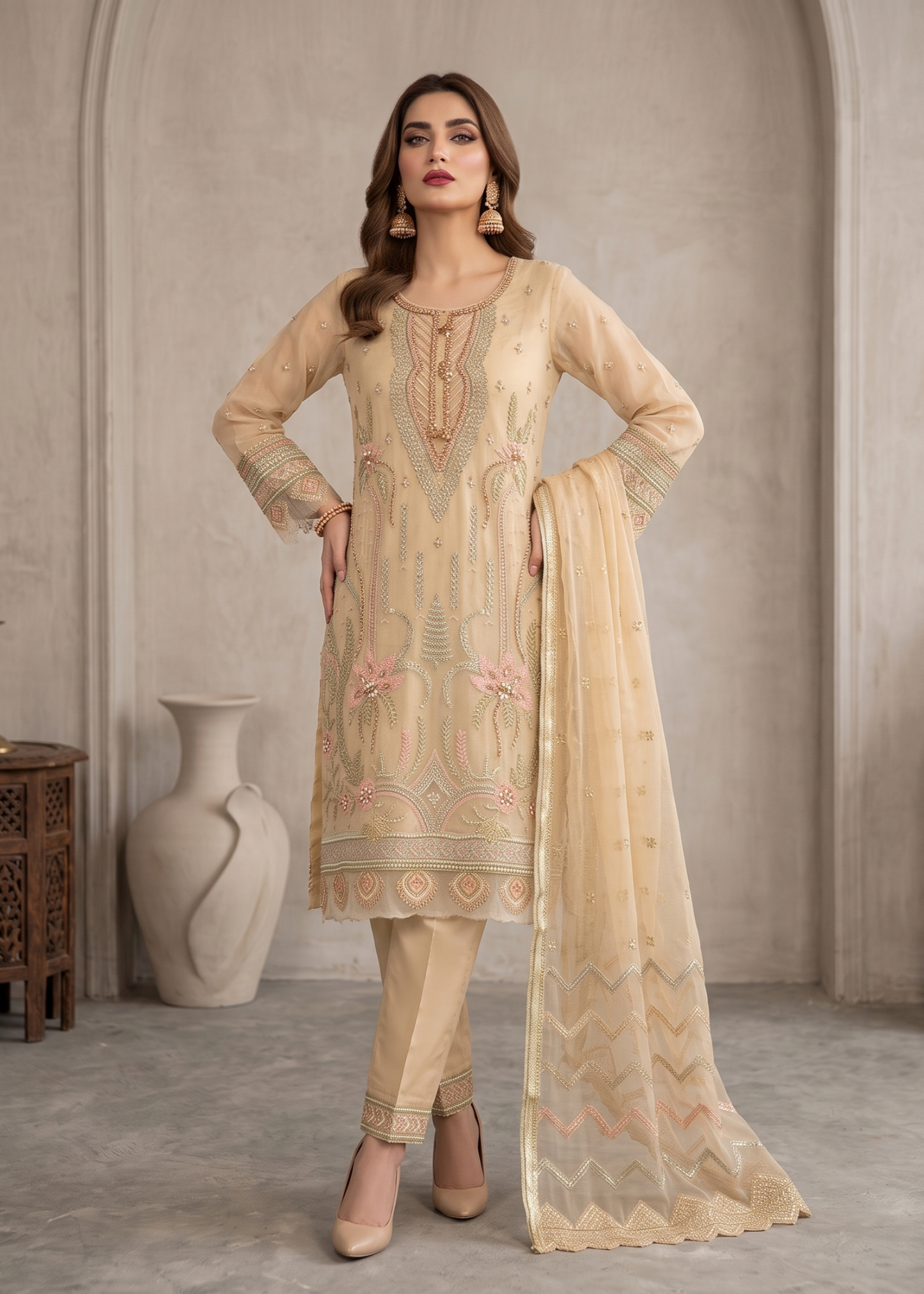 Lemon Chiffon Partywear Salwar Kameez Online in UK USA Canada