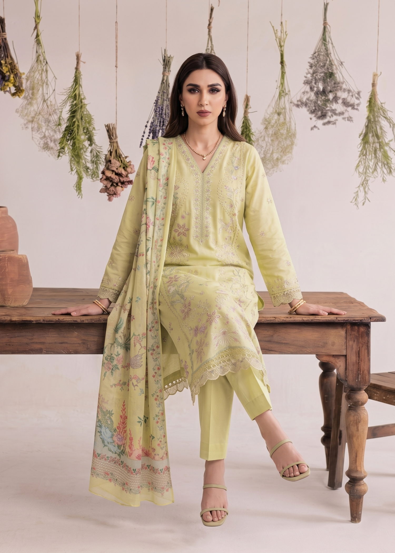 Lemon Embroidered Lawn Salwar Kameez Online in Dubai UAE Abudhabi Ajman Sharjah