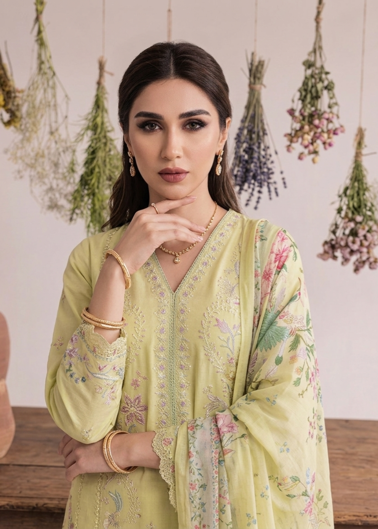Lemon Embroidered Lawn Salwar Kameez Online in Dubai UAE Abudhabi Ajman Sharjah