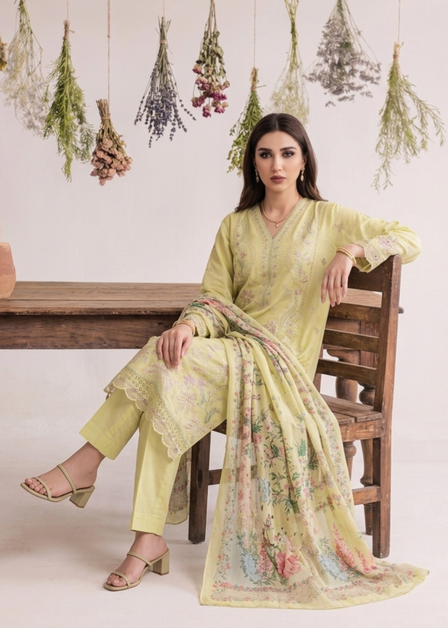 Lemon Embroidered Lawn Salwar Kameez Online in Dubai UAE Abudhabi Ajman Sharjah