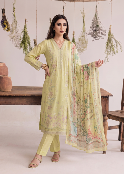 Lemon Embroidered Lawn Salwar Kameez Online in Dubai UAE Abudhabi Ajman Sharjah