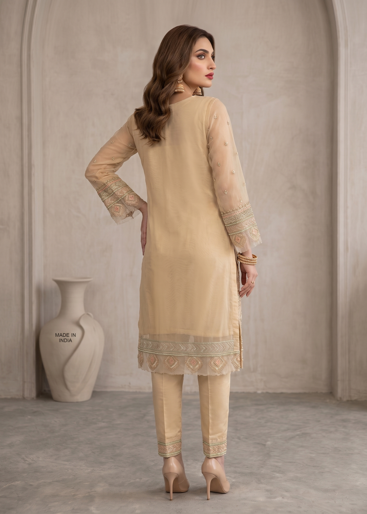 Lemon Embroidered Organza Ladies Salwar Kameez Online in Sri Lanka India Australia