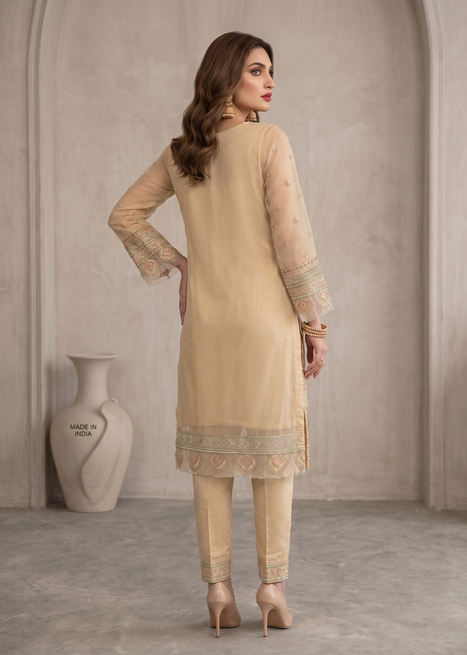 Lemon Embroidered Organza Ladies Salwar Kameez Online in Sri Lanka India Australia