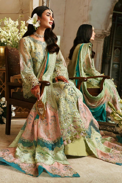 Lemon Green Embellished Organza Ready to Wear Suit Online in Dubai DXB UAE Abudhabi Meena Bazaar