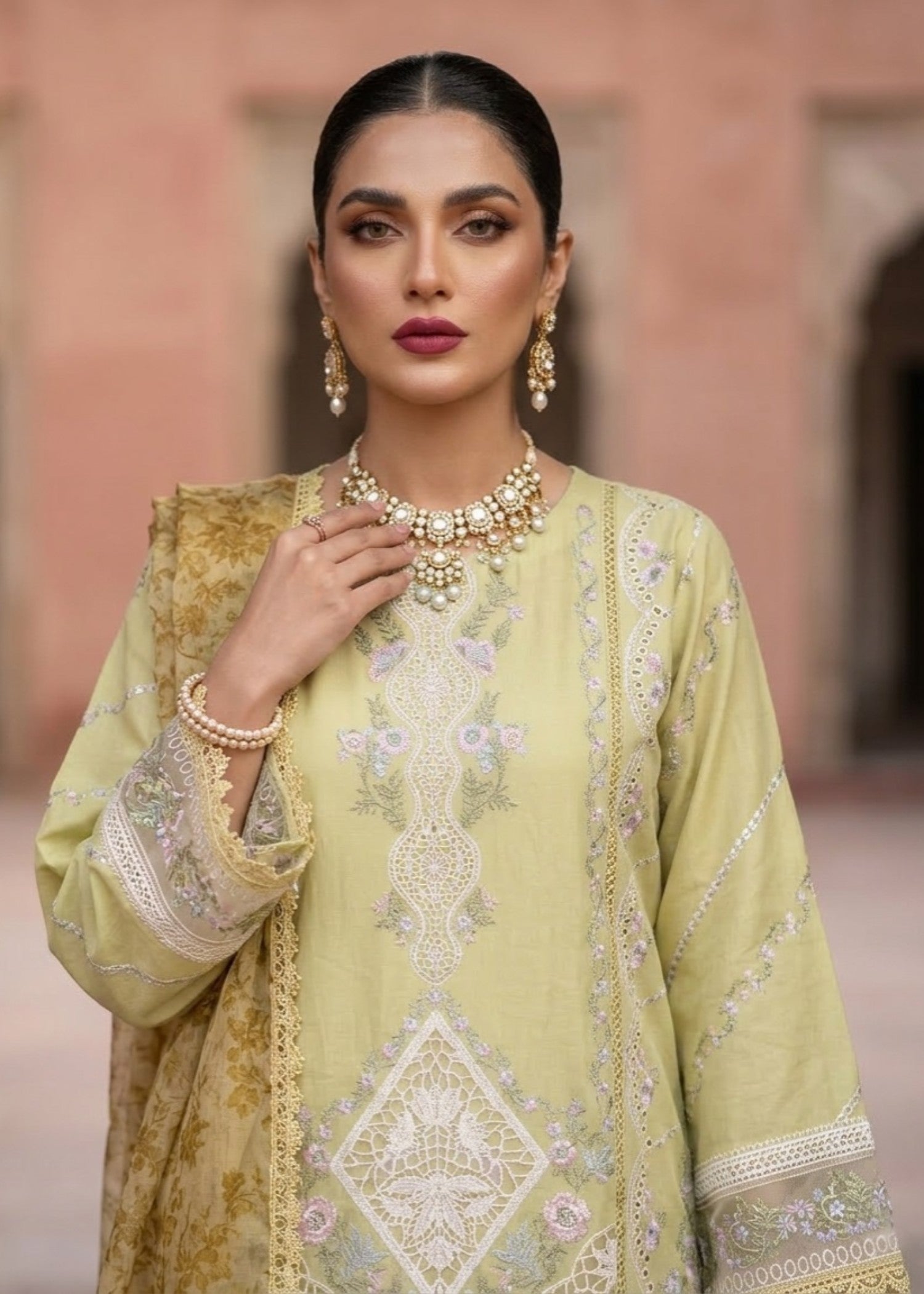 Lemon Lawn Cotton Trouser Suit Online in UK USA Canada